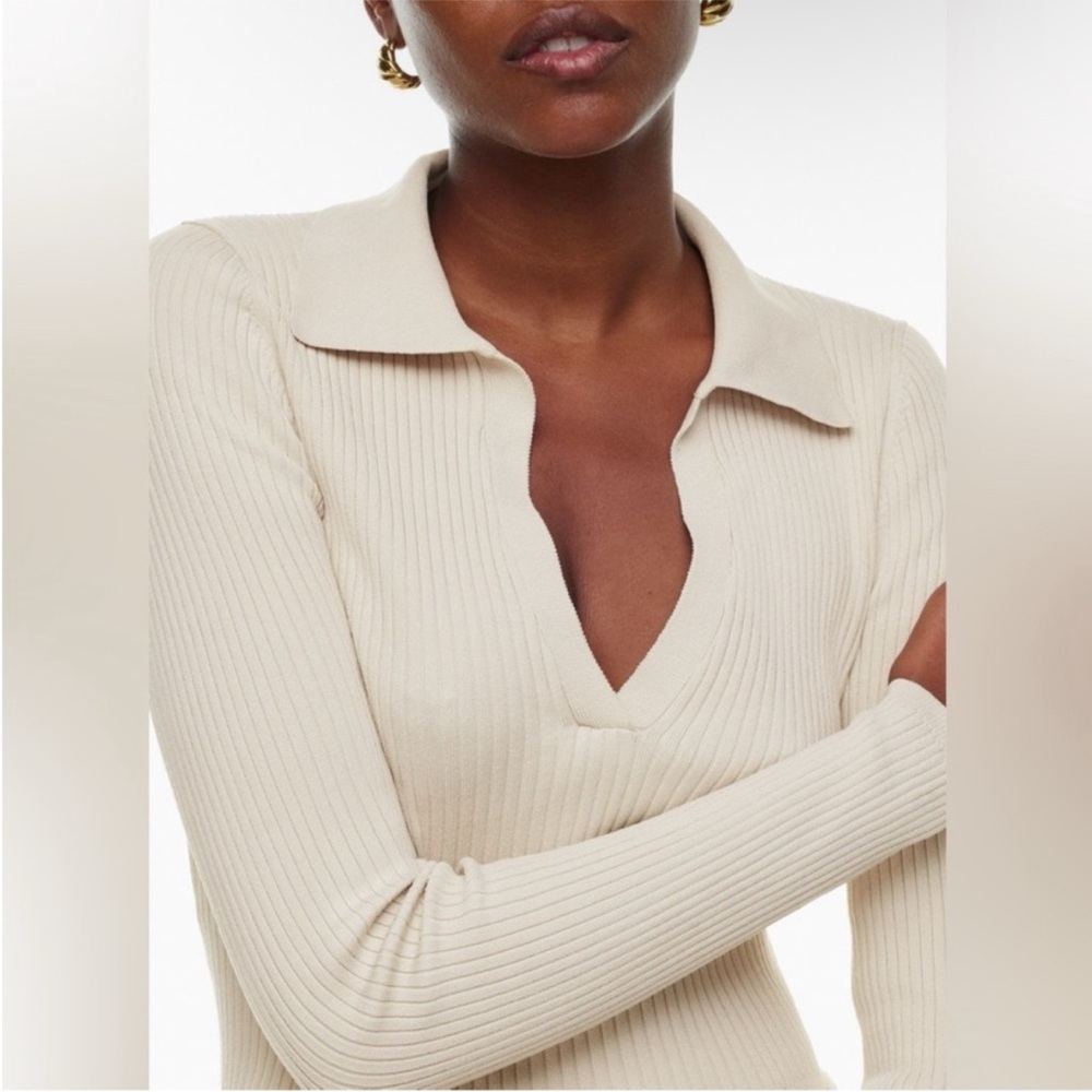 Aritzia Babaton Sculpt Knit Polo Longsleeve